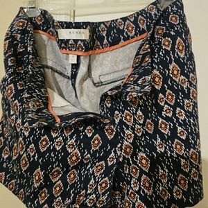 Kenar Navy and Orange Patterned Shorts